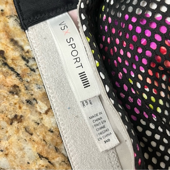 VSX Victoria’s Secret Sport Bra 34D Mesh Overlay Multicolor Padded Racerback - Picture 7 of 8